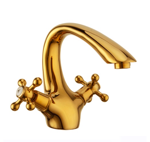 Gironde Antique Double Handle Bathroom Sink Faucet Gold